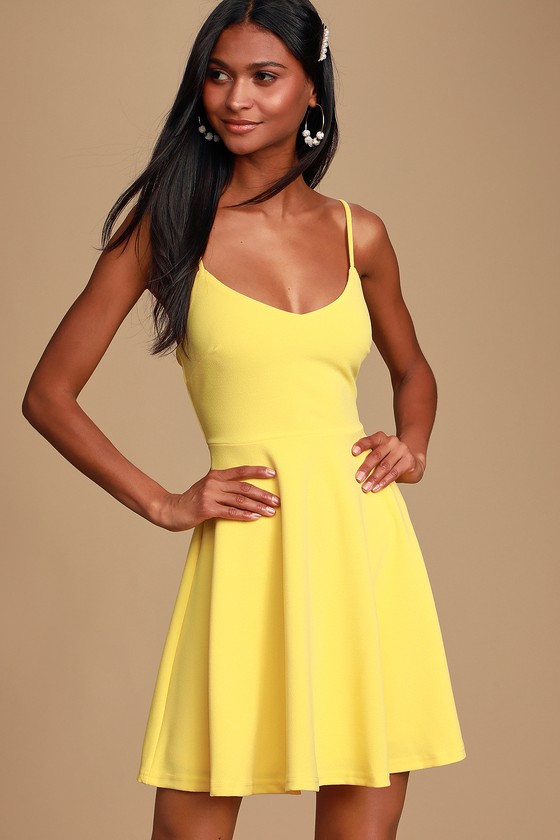 Cute Yellow Dress - Yellow Skater Dress - Yellow Party Dress - Lulus