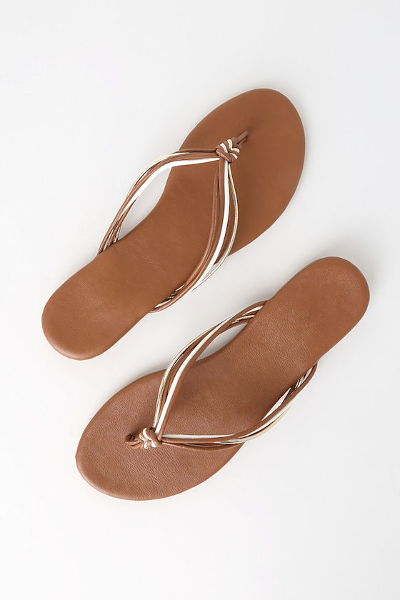 cute brown flip flops