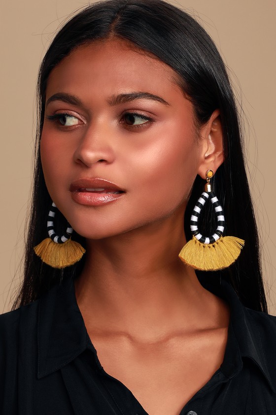 Yellow outlet fringe earrings