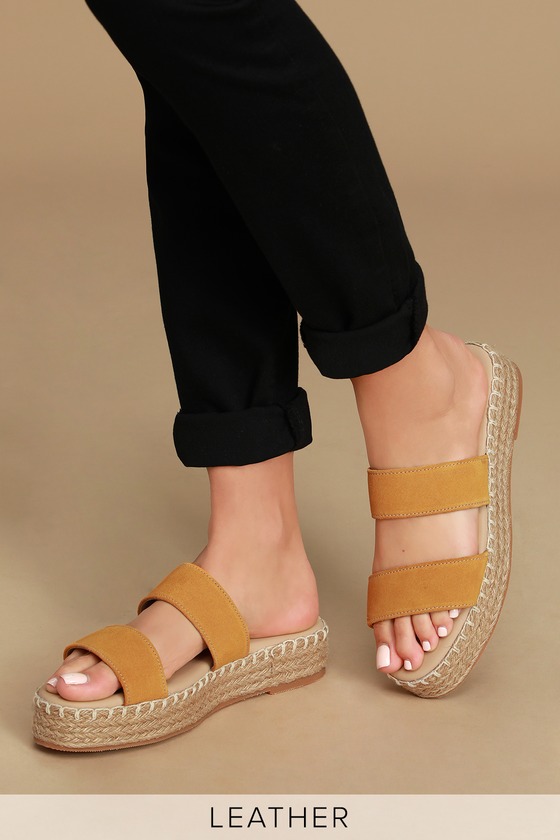 Lulus Sayler - Suede Leather Slides - Espadrille Flatform Sandals