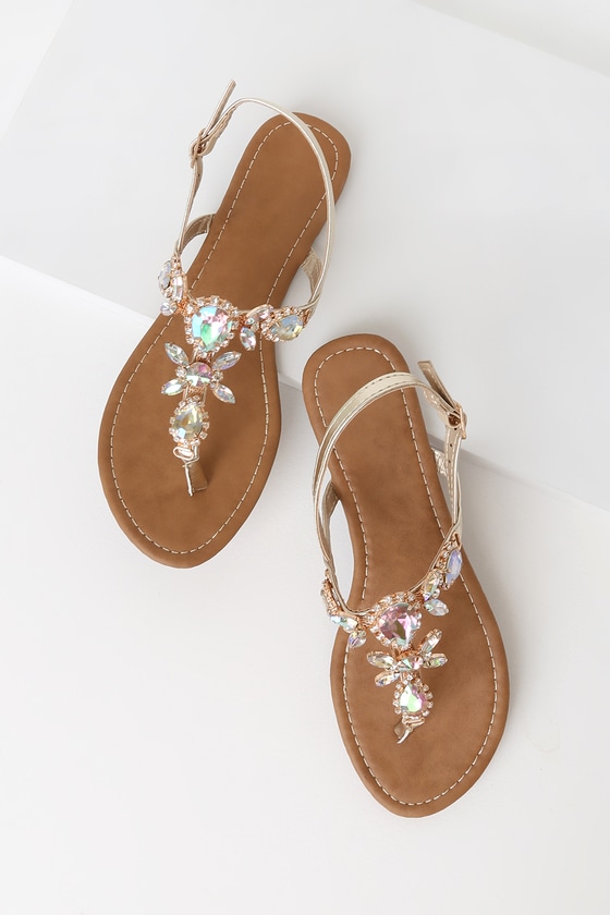 gold rhinestone sandals