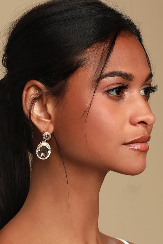 Glamour Gold Rhinestone Earrings 1