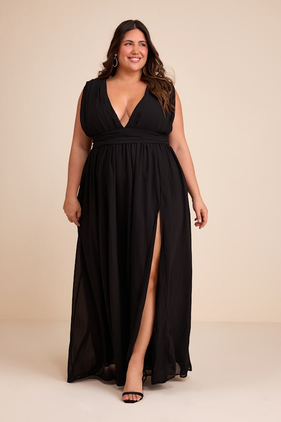 Black Dress - Maxi Dress - Sleeveless Dress - V-Neck Dress - Image 2