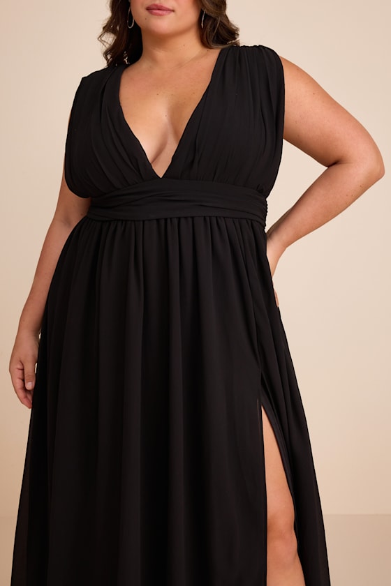 Black Dress - Maxi Dress - Sleeveless Dress - V-Neck Dress - Image 3