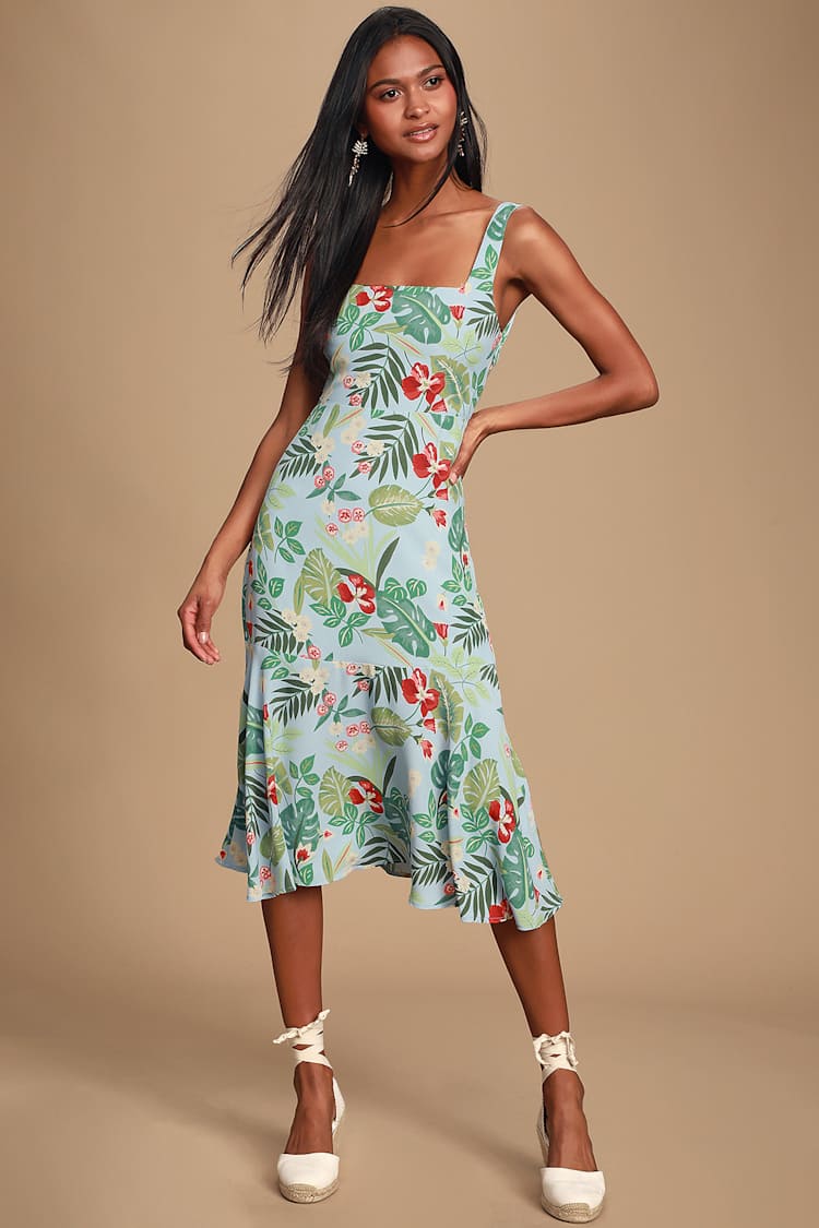 white christmas dresses Embroidered Floral Linen Midi Dress | Cute Dresses