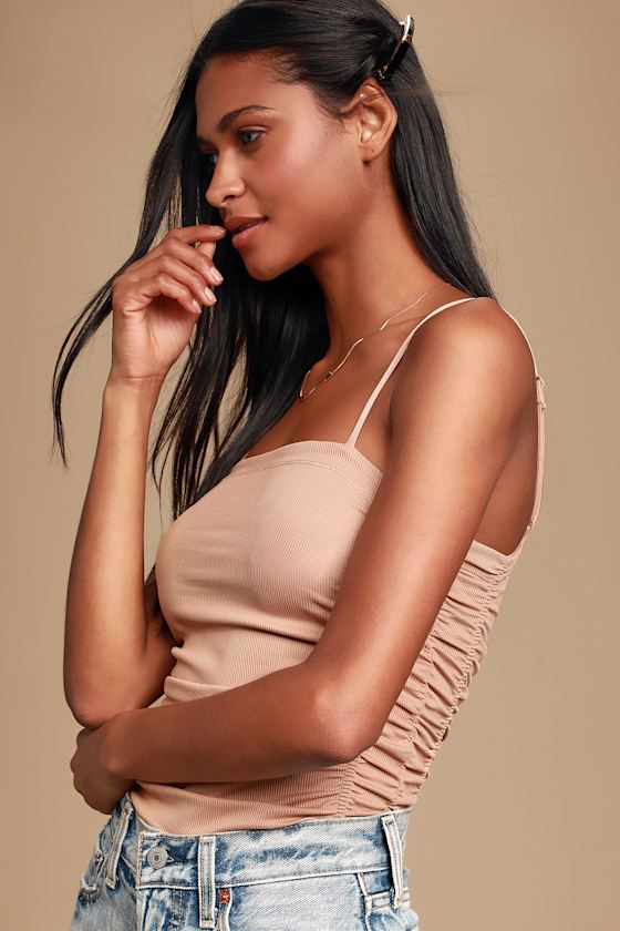 On Your Side Nude Ruched Bodysuit 4