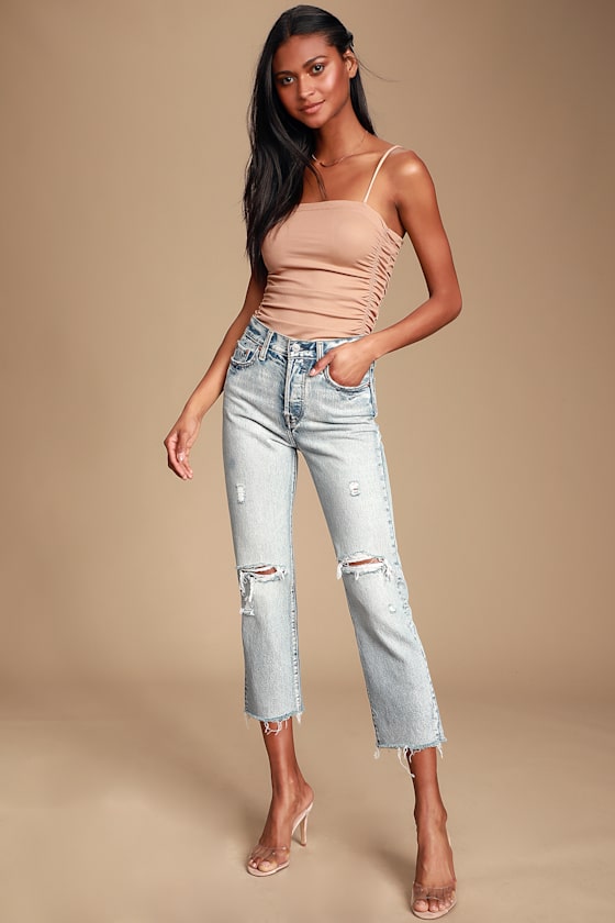 On Your Side Nude Ruched Bodysuit 1