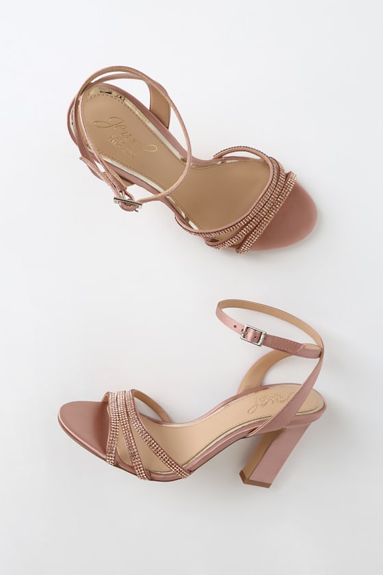 blush rhinestone heels