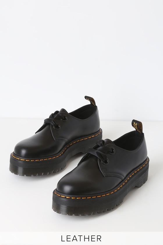 Holly Black Buttero Leather Platform Oxfords