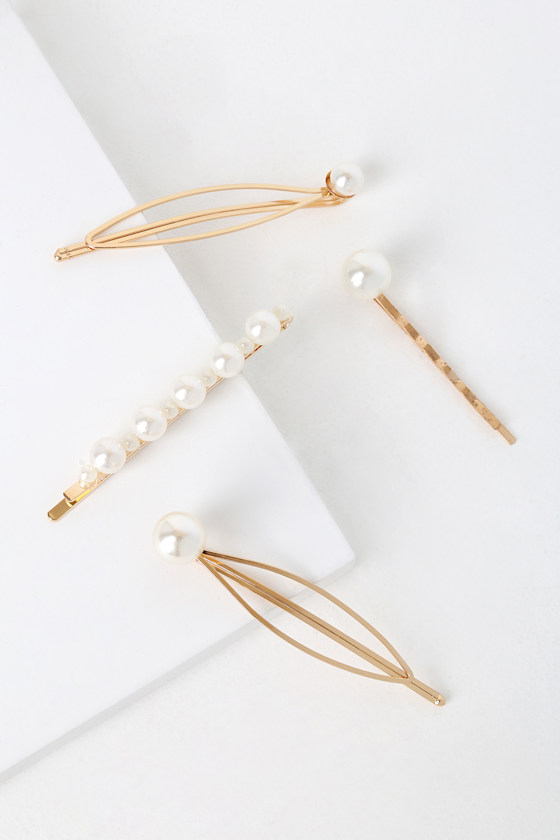 Clearwater Gold and Pearl Hair Pin Set 2