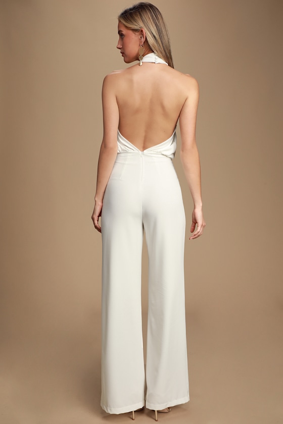 Sexy White Jumpsuit Halter Jumpsuit Backless Jumpsuit Lulus