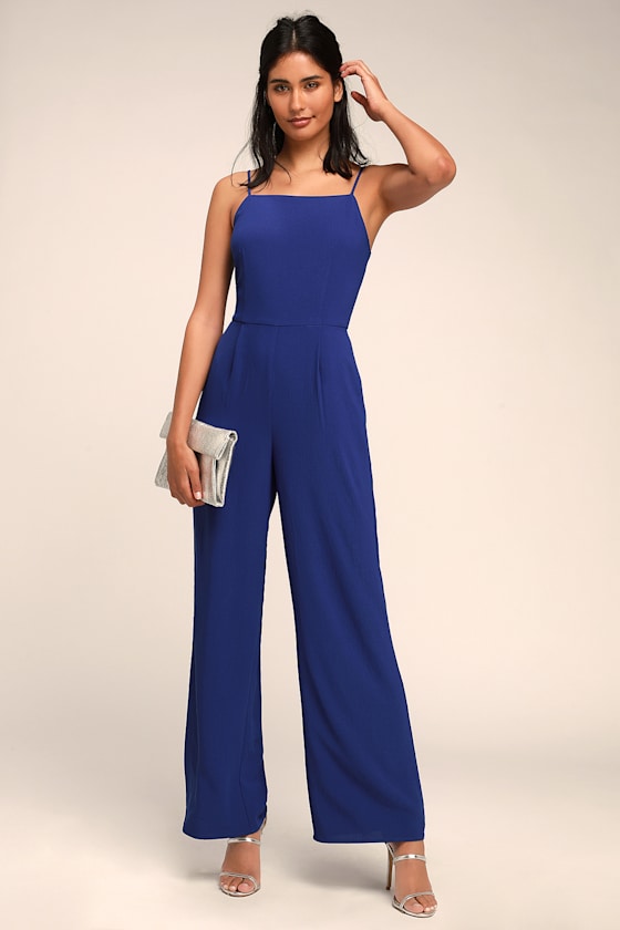 Royal Blue Jumpsuit Sleeveless Jumpsuit WideLeg Jumpsuit