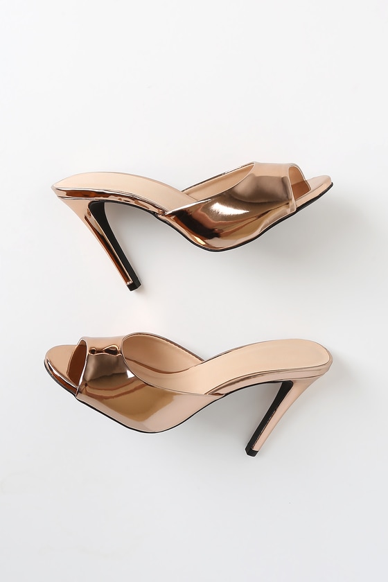 high heels sandals rose gold