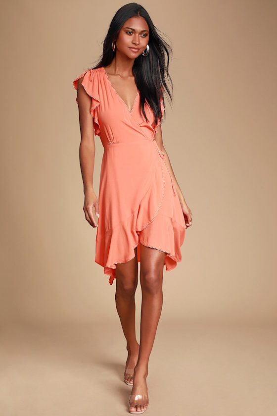 Adeleine Peach Wrap Midi Dress 6