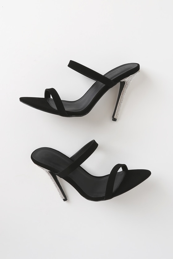 Chic Black Heels - Rhinestone Heels - Pointed-Toe Heels - Lulus