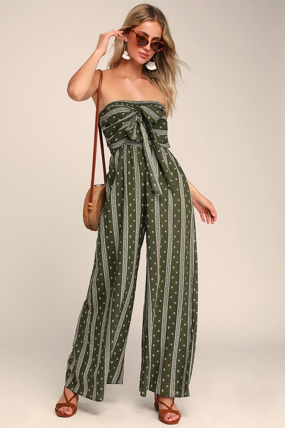 Strapless tie front jumpsuit discount