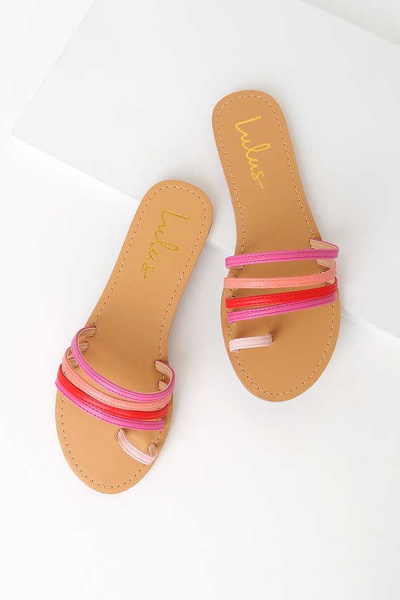 Cute Pink Sandals - Slide Sandals - Toe-Loop Slide Sandals - Lulus