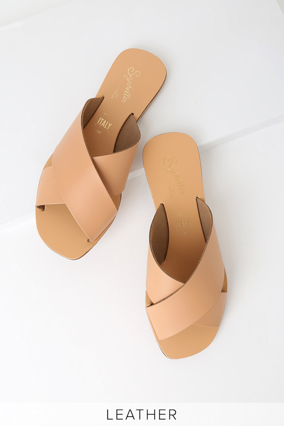 Total Relaxation Tan Vachetta Leather Slide Sandals 1