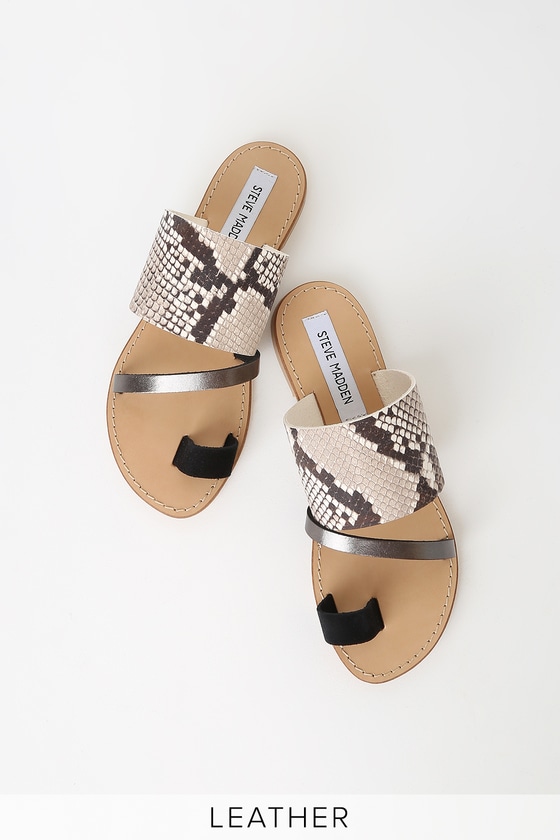 snake print sandals flat