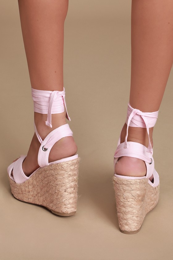 Ada Women's Rose Pink Canvas Lace-Up Espadrilles Shoes Womens Shoes Sandals Espadrilles & Wedges 