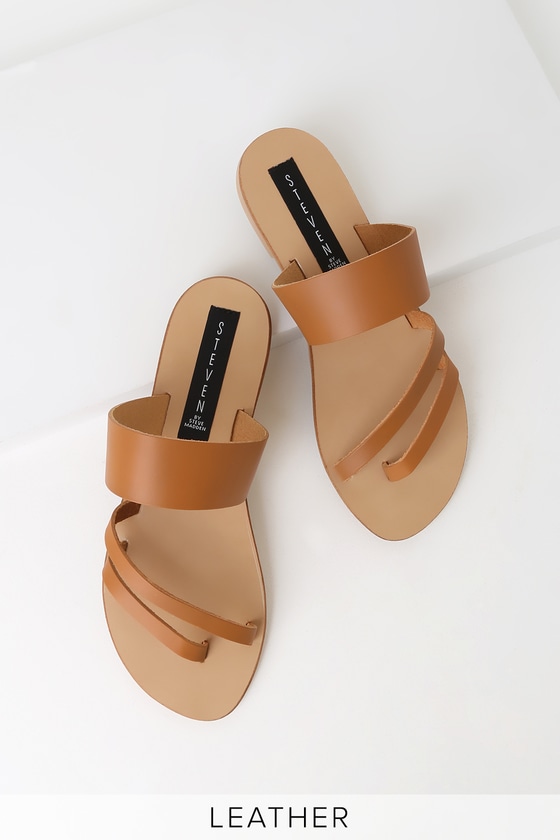 cognac sandals flat