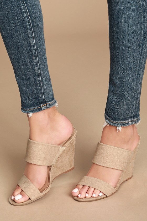 red suede wedge sandals