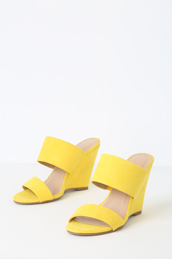 Chic Yellow Sandals Vegan Suede Sandals Wedge Sandals Lulus