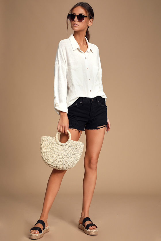 Tabbatha White Long Sleeve Button-Up Top 2