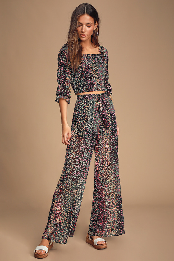 floral print pants womens