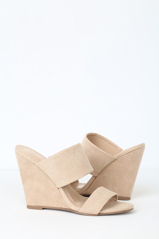 Biava Natural Suede Wedge Sandals 2