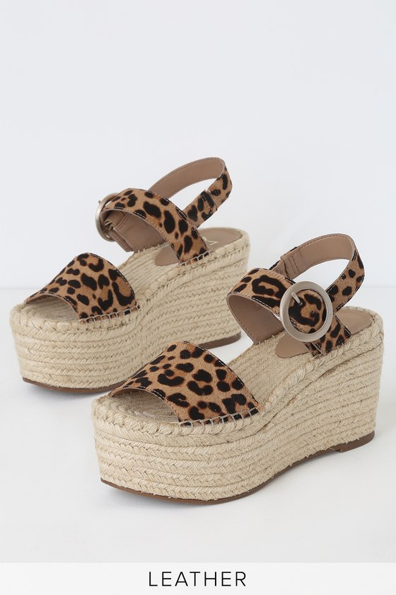 Marc Fisher Rexly Sandals - Leopard Print Wedges - Espadrille - Lulus