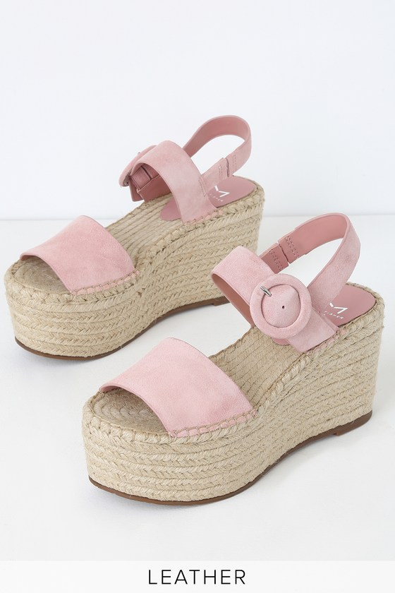 light pink wedge heels