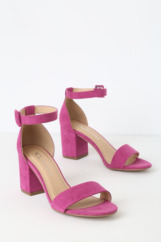 magenta suede heels
