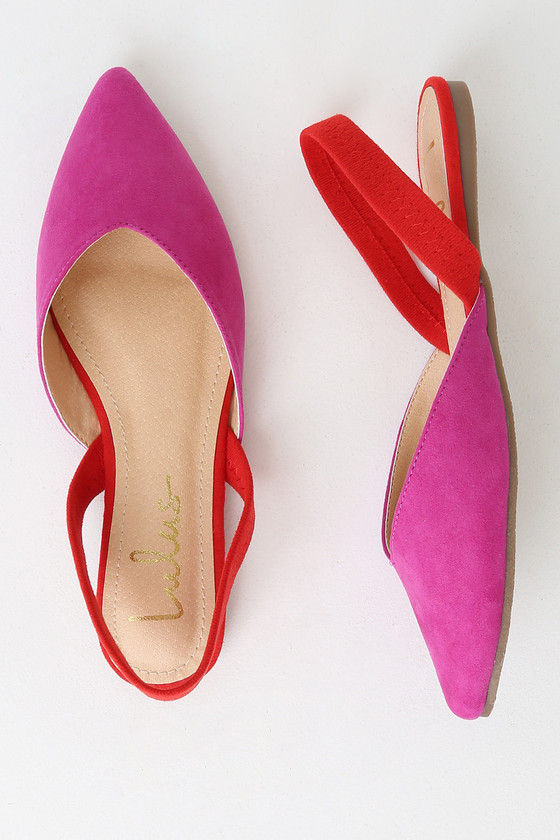fuchsia pointed toe flats