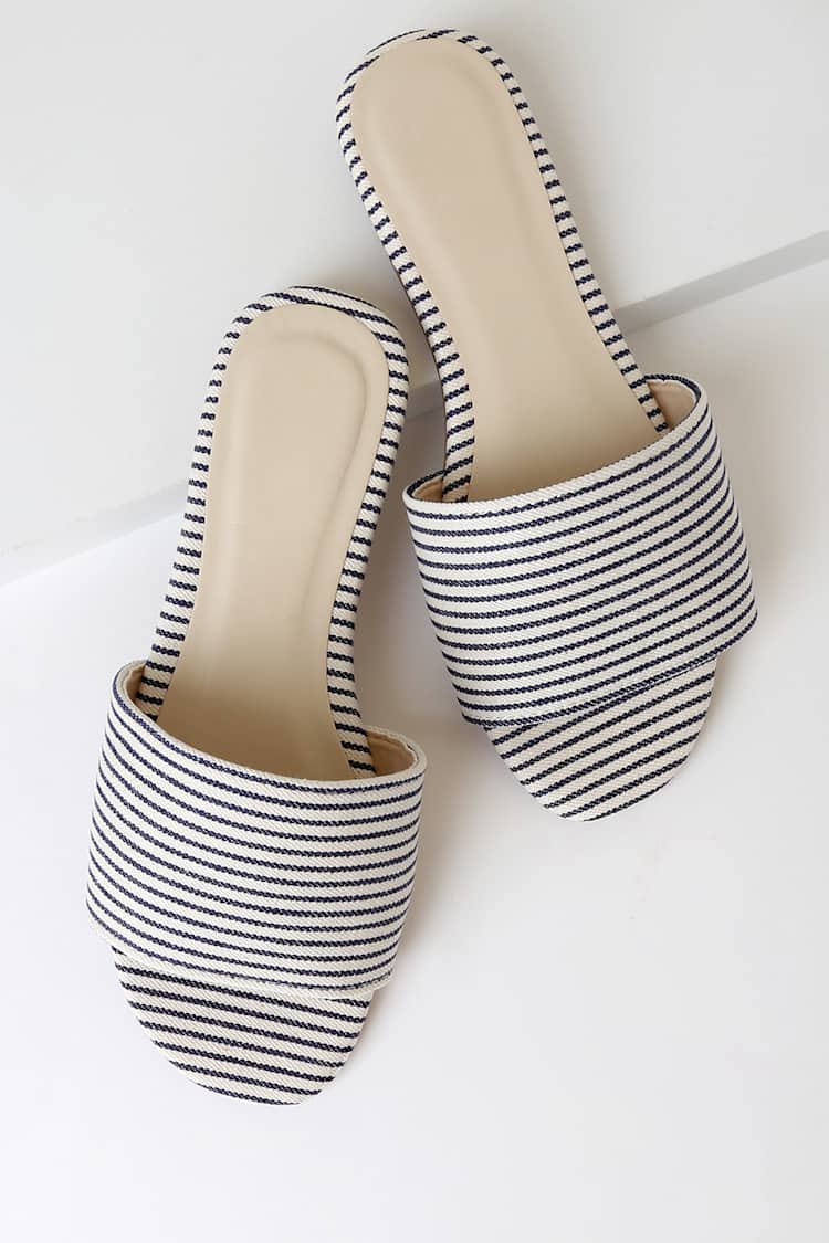 Cute Striped Slides - Blue and White Slides - Slide Sandals  display picture 1
