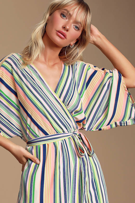 High Potential Blush Multi Striped Midi Dress 2
