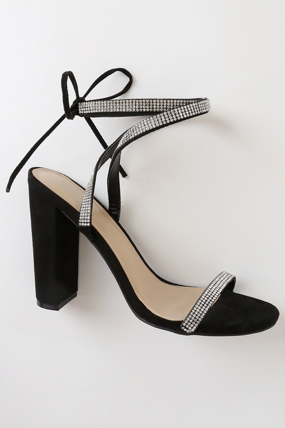 tie up rhinestone heels