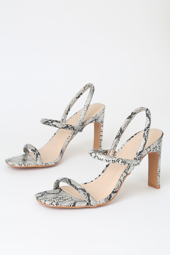 Black Snake Print 2 Part Block Heel Sandals In Wide E Fit & Extra Wide EEE  Fit | Yours Clothing