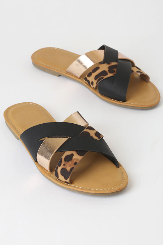 black strappy slides