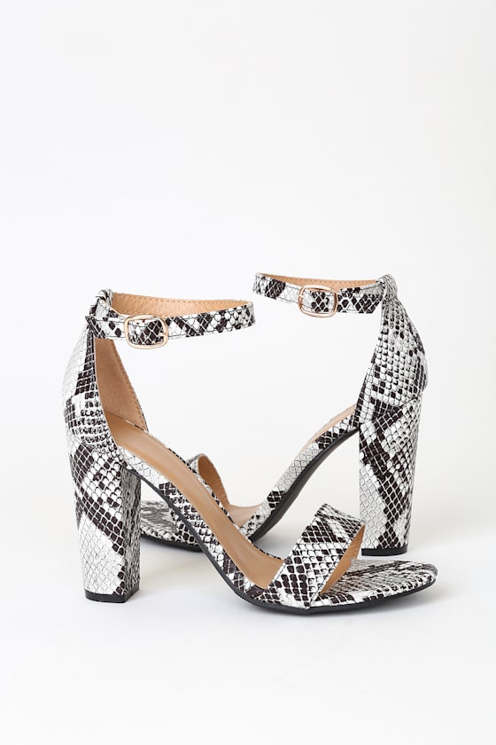 high heels with snake straps