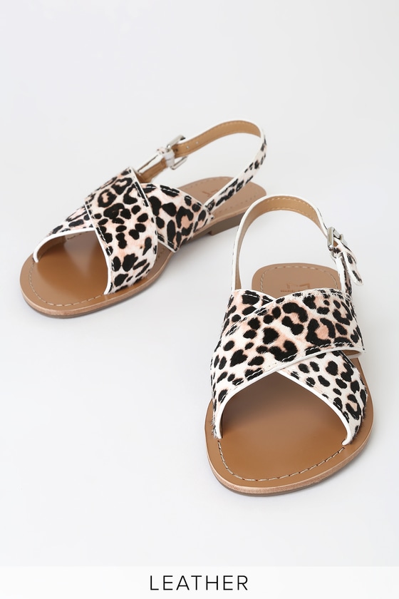 white leopard sandals