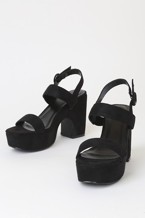 Nara Black Suede Platform Sandals 1