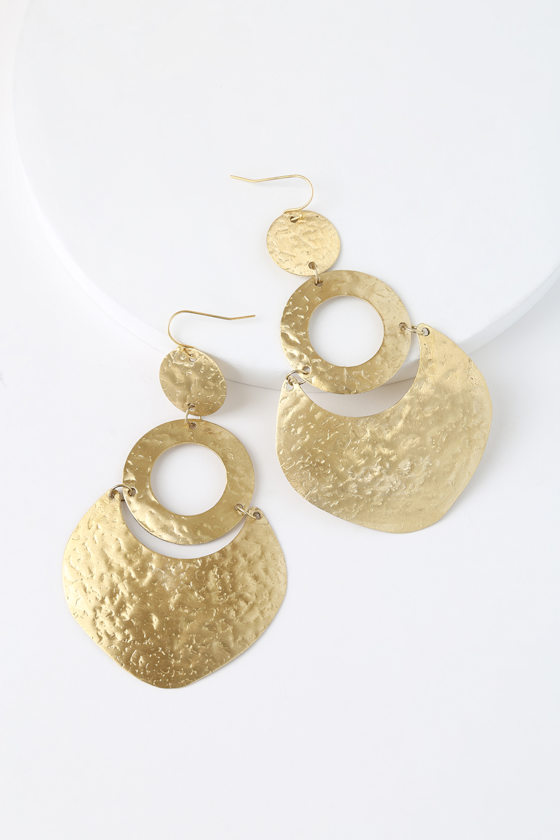 Ambra Hammered Gold Earrings 2