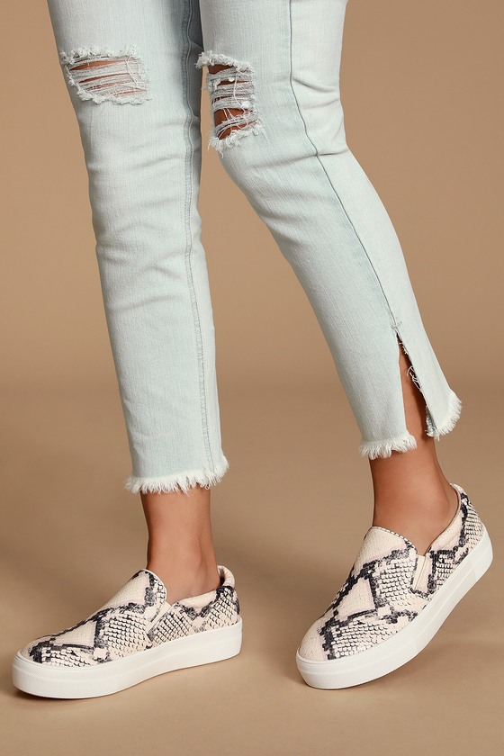 beige flatform trainers