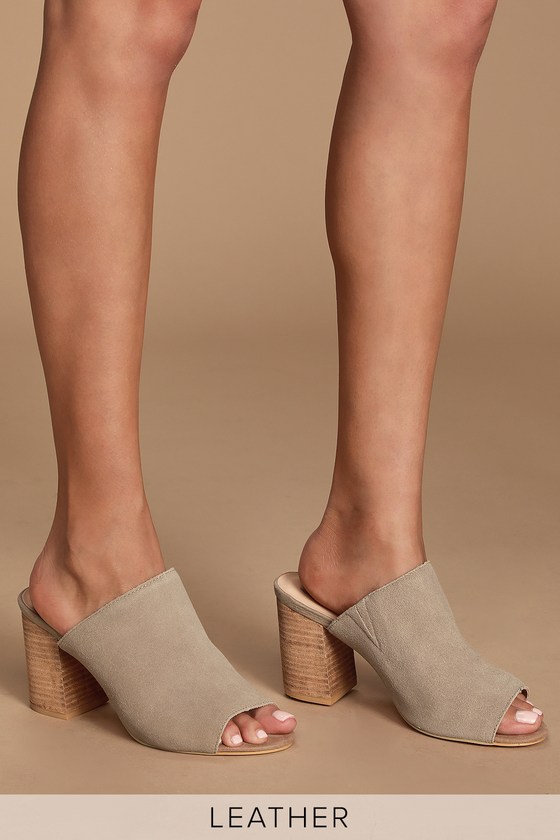 tan mules open toe