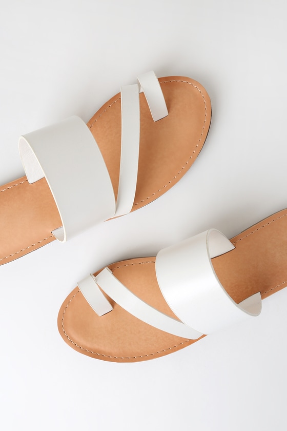 white toe loop sandals