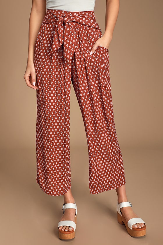 Olivera Rust Orange Print Culottes 4