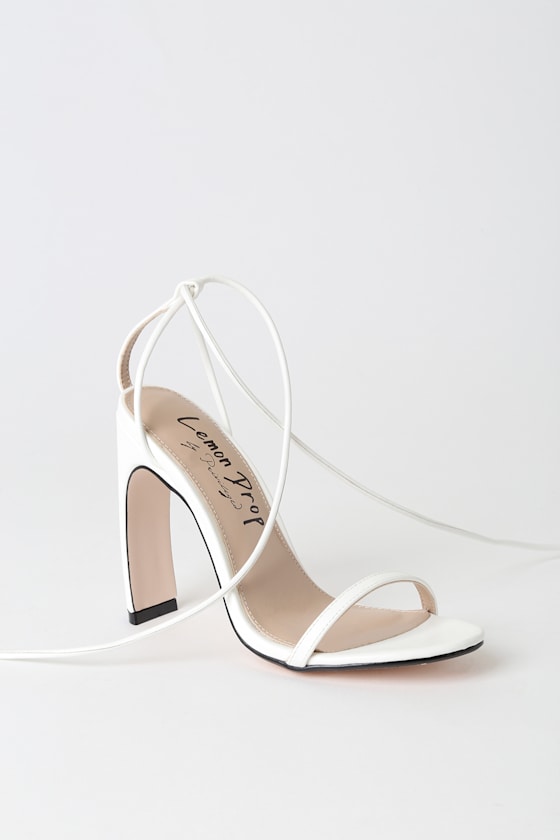 Lucci White Lace-Up Heels 1