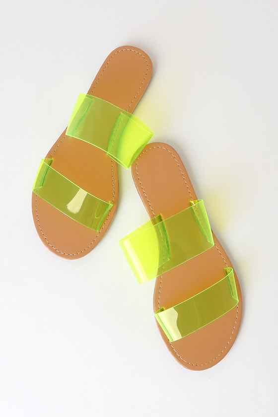 neon yellow sandals for women