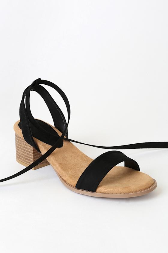 Tooly Black Suede Lace-Up Heels 3